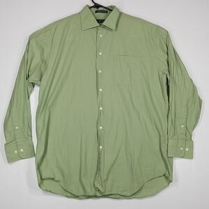 Nautica Shirt Men's 17 34/35 Button Up Regular Long Sleeve Olive Green Office